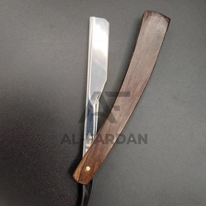 Cuchilla clásica recta de acero inoxidable para hombre, maquinilla de afeitar de seguridad para peluquero, Natural mango de madera, cabeza pivotante, 2 uds. - Product Image 2