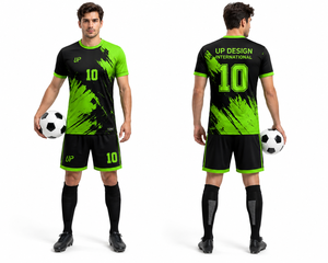 ชุดเสื้อและกางเกงฟุตบอลสีดำนีออนเขียวแบบซับลิเมชั่น ระบายอากาศได้ดี ผลิตจากโพลีเอสเตอร์ ชุดยูนิฟอร์มทีมฟุตบอล ชุดกีฬา - Product Image 4