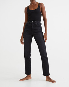 Pantalon en jean taille mi-haute élastique avec cordon de serrage, coupe crayon, délavé, pour femme, bas étroit, style jogger, collection automne, best-seller - Product Image 1