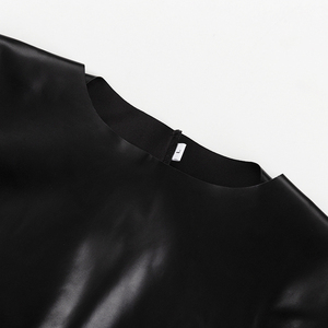 Ladies Pu Leather Long Sleeve Short Tops Mini <b>Skirt</b> High Waist <b>Skirt</b> and Tops Sets - Product Image 6