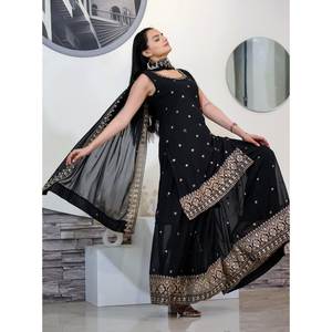 Impresionante Mono de Fiesta con Bordado de Secuencia, Hermoso Traje Sharara para Ocasiones Especiales - Product Image 1