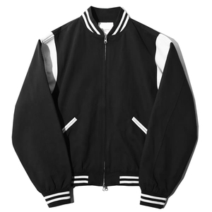Veste de sport noire pour homme avec rayures blanches, fermeture éclair, style décontracté, coupe classique, pour l'automne - Product Image 2