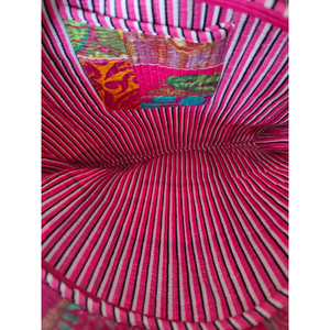 Bolsa de Mano de Algodón con Paneles Rosas y Bordado, Estilo Bohemio, Abierta por Arriba, para Compras - Product Image 6