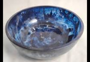 Bol en résine fait main effet marbre bleu, poli, vaisselle décorative pour service, maison, fête, événement de Noël, emballé, style américain - Product Image 1