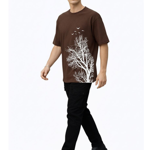 Camiseta de Manga Corta para Hombre, Cuello Redondo, Color Marrón, Corte Regular, Estilo Casual, de Algodón Jersey - Product Image 3