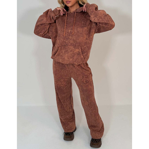 Conjunto de Sudadera con Capucha y Pantalones Deportivos para Mujer, Estilo Vintage, Lavado Ácido, Ropa Deportiva Informal para Mujer - Product Image 1