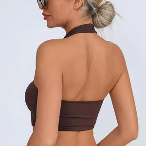 Sujetador deportivo de yoga de secado rápido para mujer, talla grande, transpirable, de malla, con espalda cruzada, diseño sencillo, para gimnasio, fitness, running, compresión, ropa deportiva activa - Product Image 6