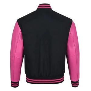 Veste universitaire vintage personnalisée simple en patchwork pour homme et femme, en laine et cuir, coupe-vent - Product Image 3