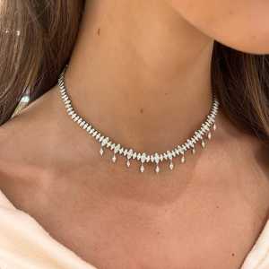 Lab Grown Diamond <b>Choker</b> Necklaces Pave Dangle Drop Marquise Shape Classic Elegant Luxury Jewelry 14K 18k Solid Gold 925 <b>Silver</b> - Product Image 2