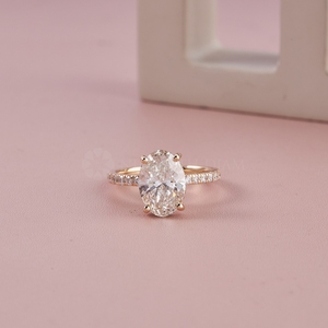 Trendy Design Oval Cut Yellow Gold Pave Diamond <b>Ring</b> with IGI Certified & VVS Clarity for Women's from <b>Indian</b> Supplier - Product Image 1