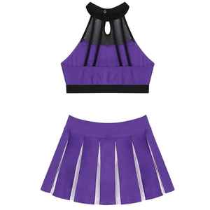 Vente en gros de nouveaux ensembles d'uniformes de cheerleading pour filles All Star, uniformes de cheerleading à manches longues imprimés AB Crystal noir et bleu - Product Image 2