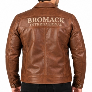 Men Classic Stylish Modern Versatile Durable Comfortable Customizable Zipper Closure Style <b>Long</b> Sleeve <b>Leather</b> <b>jacket</b> For Men - Product Image 2