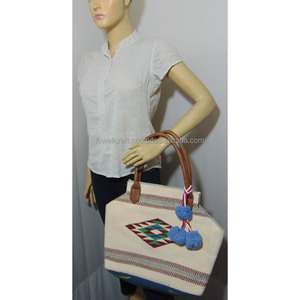 Ladies Cotton Handloom White Durries Bag Handmade Traditional Tote Bag Eco Friendly Reusable Shoulder <b>Handbag</b> Stylish Everyday - Product Image 3