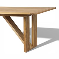 Table de salle à manger d'extérieur en teck massif de qualité supérieure, grande table rectangulaire de jardin avec base à tréteaux pour restaurant
