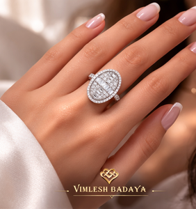 Bague de fiançailles unique en or massif blanc 14K 18K avec halo de diamants croisés, bague cocktail audacieuse, bague demi-éternité nuptiale - Product Image 6