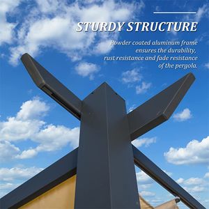 Pergola Retrattile in Alluminio per Esterni, Tettoia Parasole Resistente alle Intemperie per Patio, Barbecue, Feste, Matrimoni - Gazebo e Pergola - Product Image 4