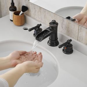 Grifo de baño generalizado ORB de 8 pulgadas, grifo de tocador de fregadero de 3 orificios, drenaje Pop, manija de doble palanca, grifo mezclador de lavabo, grifo manguera Pop - Product Image 1