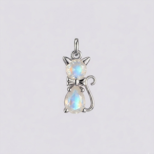 Citrine Quartz Cat Pendant Silver Plated Cute Cat Charm with Faceted Citrine Stone Animal Jewelry <b>Necklace</b> Charm Gift for Her - Product Image 3