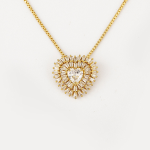 Collier pendentif en forme de cœur en cuivre <span class=keywords><strong>plaqué</strong></span> <span class=keywords><strong>or</strong></span> 18 carats QIKU, chaîne à maillons, bijoux délicats en zircon, tendance, à porter tous les jours, cadeau pour elle - Product Image 5
