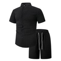 ACTIVE SPORTSWEAR Conjunto de Dos Piezas de Camiseta de Manga Corta y Pantalones Cortos de Poliéster/Algodón Transpirable para Hombre, Diseño Personalizado de Primavera