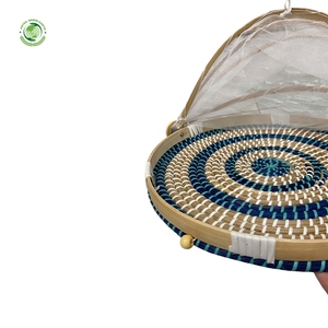 Seagrass food <b>cover</b> with navy pattern Kitchenware and <b>table</b> decoration Wholesale eco-friendly Made in Vietnam - Product Image 4