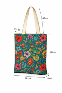 Sac fourre-tout en coton écologique, imprimé floral tropical, sac d'épicerie réutilisable, sac de courses durable, fournisseur fabricant - Product Image 4
