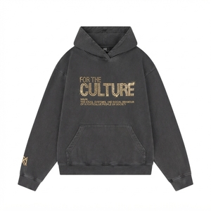 Sweat à capuche en coton molletonné avec strass pour homme, coupe oversize, style streetwear, logo frontal, collection automne, prix de gros - Product Image 1