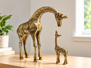 Handcrafted Brass Giraffe <b>Family</b> Sculpture Decorative Metal Animal Figurines Parent and Baby Giraffe Home Tabletop <b>Ornament</b> - Product Image 5