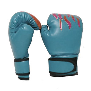 Gants de boxe en cuir PU noir avec sangle de poignet réglable, imprimé flamme violette, fermeture auto-agrippante, emballage personnalisable pour - Product Image 6