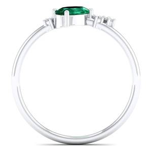 REYES Original Design 14K Solid Gold Emerald Gemstone with Moissanite Engagement <b>Rings</b> For <b>Women</b> OEM ODM Custom Jewelry - Product Image 3