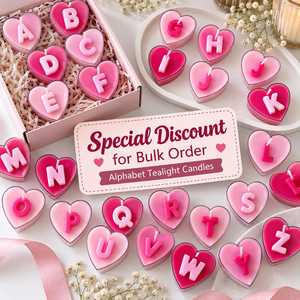 Heart Shaped <b>Alphabet</b> Scented Tealight <b>Candles</b> Personalized Letter Wax <b>Candle</b> Pink Romantic Valentine's Day Decorative Mini - Product Image 3