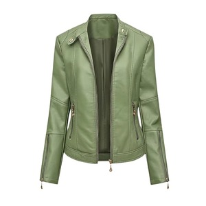 <b>Winter</b> Premium Soft Breathable Cow <b>Leather</b> <b>Jacket</b> with Logo Front for Women - Product Image 1