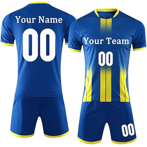 ชุดฟุตบอลสั่งทำพิเศษ ระบายอากาศ แห้งเร็ว ไซส์ใหญ่ เสื้อโพลีเอสเตอร์ กางเกงขาสั้น ชุดทีมพิมพ์ลายแบบซับลิเมชั่น ชุดกีฬา OEM - Product Image 1