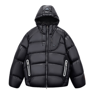 Veste d'hiver décontractée pour homme, à capuche, en duvet, coupe-vent, avec poches zippées et accents bleus - Product Image 3