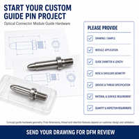 Goupille de guidage pour connecteur optique, pour l'assemblage de modules de connecteurs à fibre optique avec double chanfreinage, usinage CNC suisse sur mesure