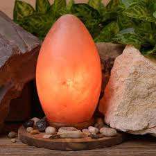 Elegant Egg Shaped Pink Salt <b>Crystal</b> Lamp Natural Craft Wooden Base Night Glow Peaceful Ambience - Product Image 1