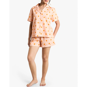 Ensemble de pyjama décontracté et élégant pour femme en coton tissé doux 100 %, idéal printemps-été-automne, avec logo personnalisé sur le devant, respirant - Product Image 3