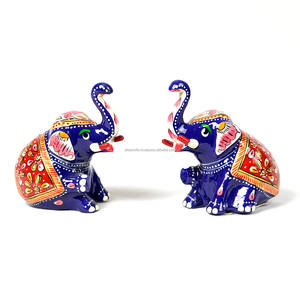 งานฝีมือราจิตสตานีสำหรับเป็นของขวัญของที่ระลึกของตกแต่งบ้านรูปปั้นช้างงานหัตถกรรมทาสีด้วยมือจากผู้จำหน่ายในประเทศอินเดีย - Product Image 5