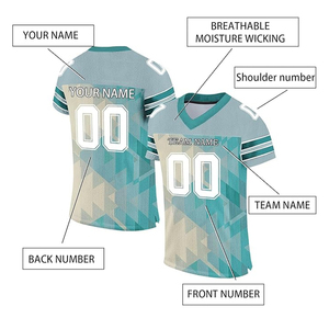 Custom American Football Jersey Men's V-Neck Short Sleeve Sublimated Mesh Breathable Geometric Print Team <b>Name</b> Number 00 - Product Image 6