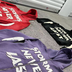 Conjunto de Sudadera con Capucha y Pantalones Deportivos de Talla Grande, Estilo Desgastado y Decolorado, con Parche Bordado, Traje Deportivo Ligero de Alta Calidad Personalizado - Product Image 6