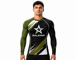 Chemise de compression à manches longues pour homme Salstar, à séchage rapide, coupe sportive, avec motif étoile imprimé par sublimation, extensible dans quatre directions - Product Image 3