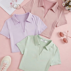 เสื้อครอปพิมพ์ลายตามสั่งสำหรับผู้หญิง ผ้าฝ้าย 100% สแปนเด็กซ์ ทรงเข้ารูป สตรีทแวร์ลำลอง แฟชั่น Y2K - Product Image 3