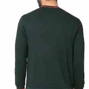 Suéter de Cuello Redondo para Hombre, Color Verde Oscuro, Corte Regular, Color Sólido, Informal, Manga Larga, Tejido de Punto, 100% Algodón, Ropa de Otoño - Product Image 5