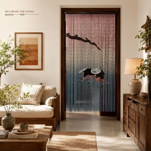 Wholesale Eco-Friendly Bamboo Beaded Door Curtains Art Deco Design Stainless Steel Hotel Resort Restaurant Doorway Decor Custom - Product Image 1