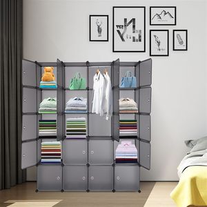 20 bacs de rangement en cube en plastique empilable gris armoire de placard modulaire multifonctionnelle avec organisateur de conception de tige suspendue - Product Image 5
