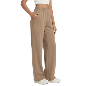 Pantalon de survêtement large pour femme, 100 % coton, taille élastique, matière respirante, logo personnalisé - Product Image 1