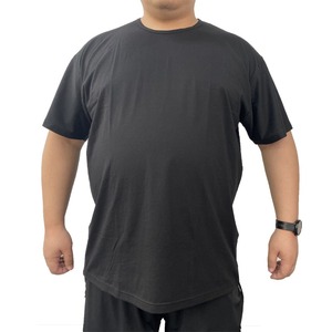T-shirt décontracté noir uni à manches courtes pour homme grande taille, coupe ample, col rond, idéal pour l'été, pour adultes corpulents - Product Image 1