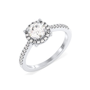 Bague de fiançailles REYES avec halo de diamants cultivés en laboratoire certifiés IGI, en or massif 14 carats, diamants HPHT CVD, cadeau de mariage, bijoux fins pour elle - Product Image 5