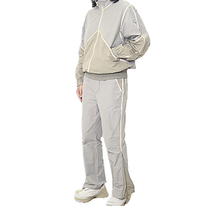 Nylon Windbreaker Tracksuits <b>Patchwork</b> Zip Nylon <b>Jacket</b> and Pants Mens Jogger Gym Sets Custom Tracks - Product Image 1