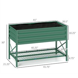 Fioriera Rialzata in Metallo 100x50x25 cm con Gambe, Capacità 140 Litri per Fiori e Verdure, con Foro di Drenaggio - Product Image 3